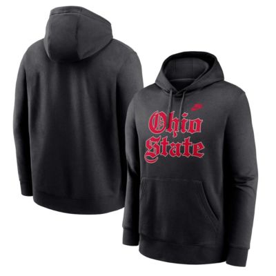 Men's NCAA Nike Ohio State Buckeyes Old English Fleece Pullover Hoodie, Black, 2XL