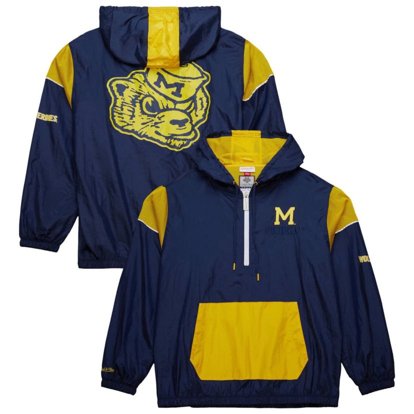 NCAA Michigan Wolverines Anorak Vintage Logo Half-Zip Hoodie Jacket