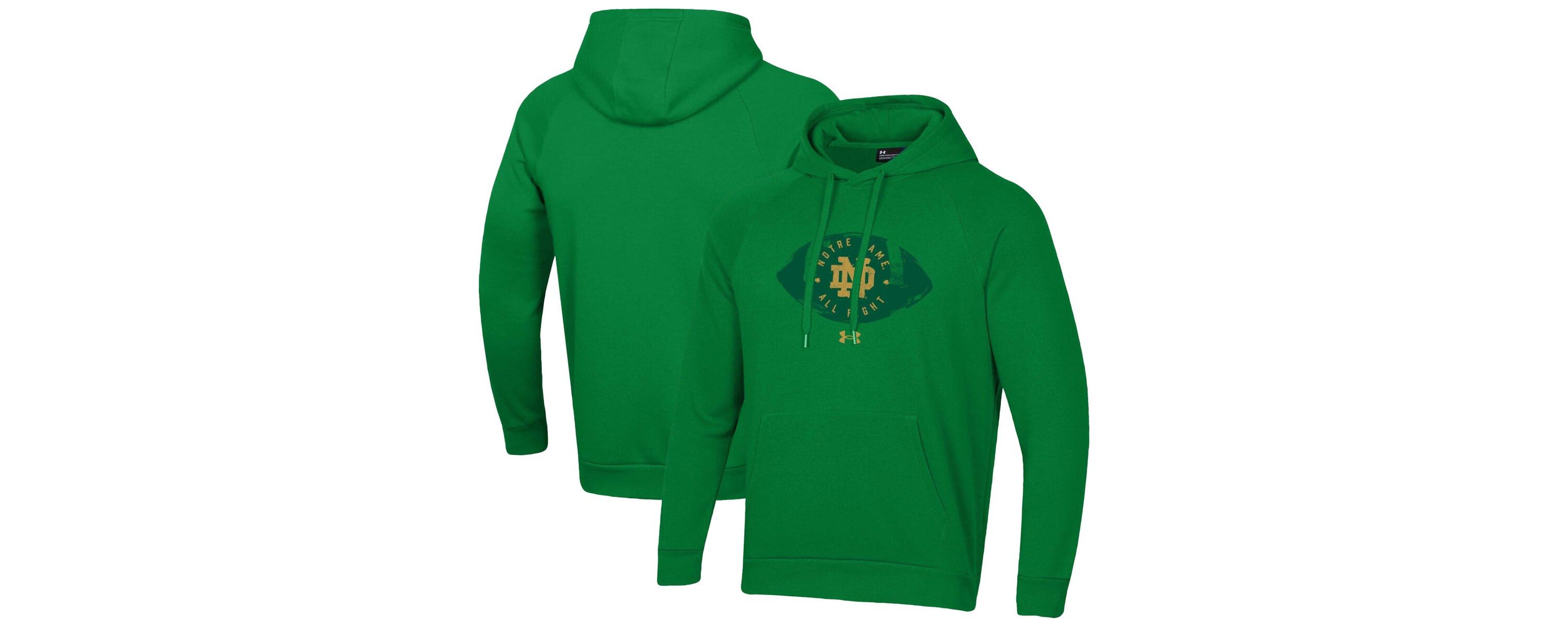 NCAA Under Armour Kelly Notre Dame Fighting Irish 2024 Irish Wear Football Rival Fleece Pullover Hoodie