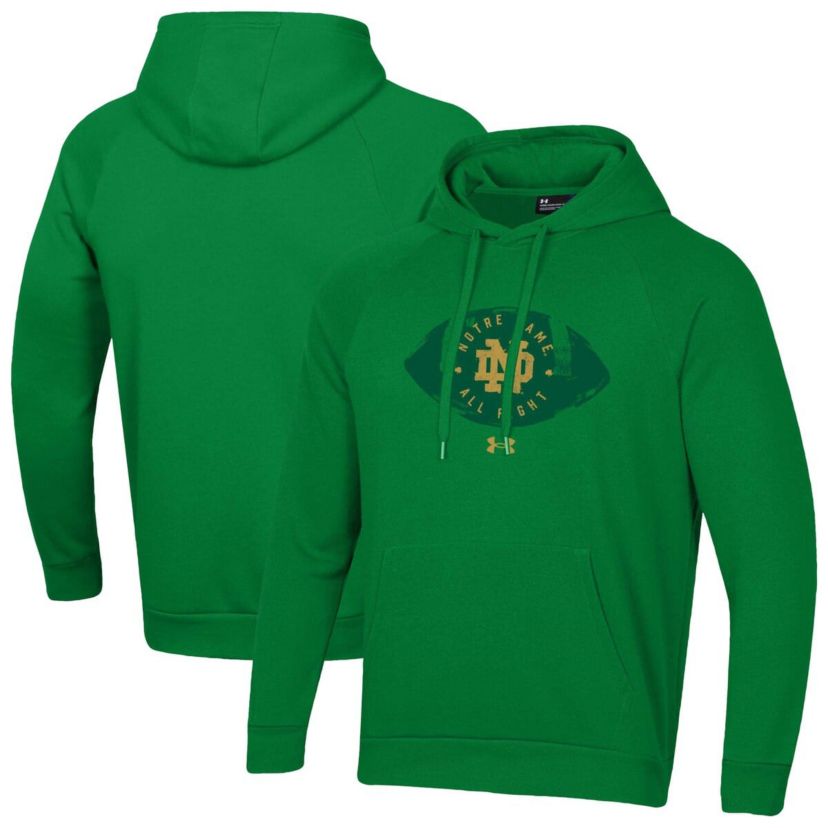 NCAA Under Armour Kelly Notre Dame Fighting Irish 2024 Irish Wear Football Rival Fleece Pullover Hoodie