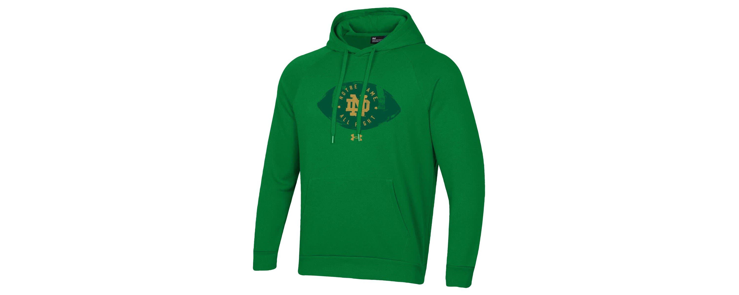 NCAA Under Armour Kelly Notre Dame Fighting Irish 2024 Irish Wear Football Rival Fleece Pullover Hoodie