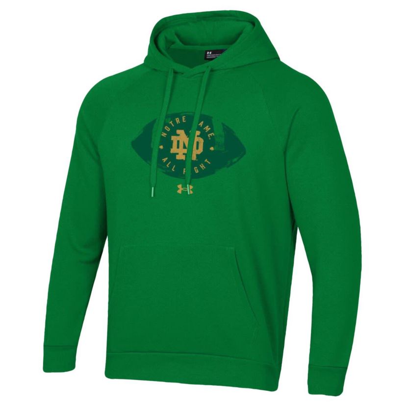 NCAA Under Armour Kelly Notre Dame Fighting Irish 2024 Irish Wear Football Rival Fleece Pullover Hoodie