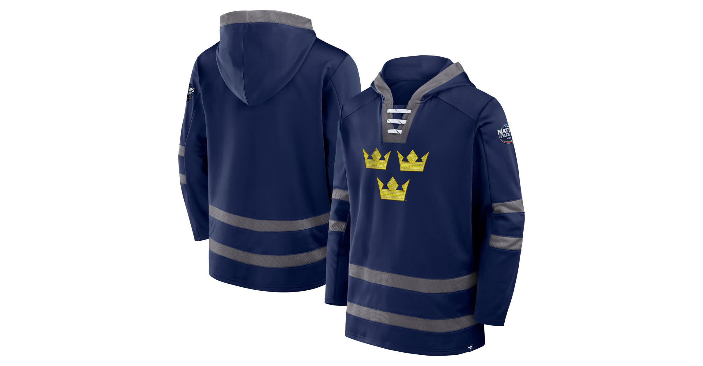 NHL 4 Nations Face-Off Fanatics Athletic Sweden 2025 4 Nations Face-Off Inside Line Pullover Hoodie