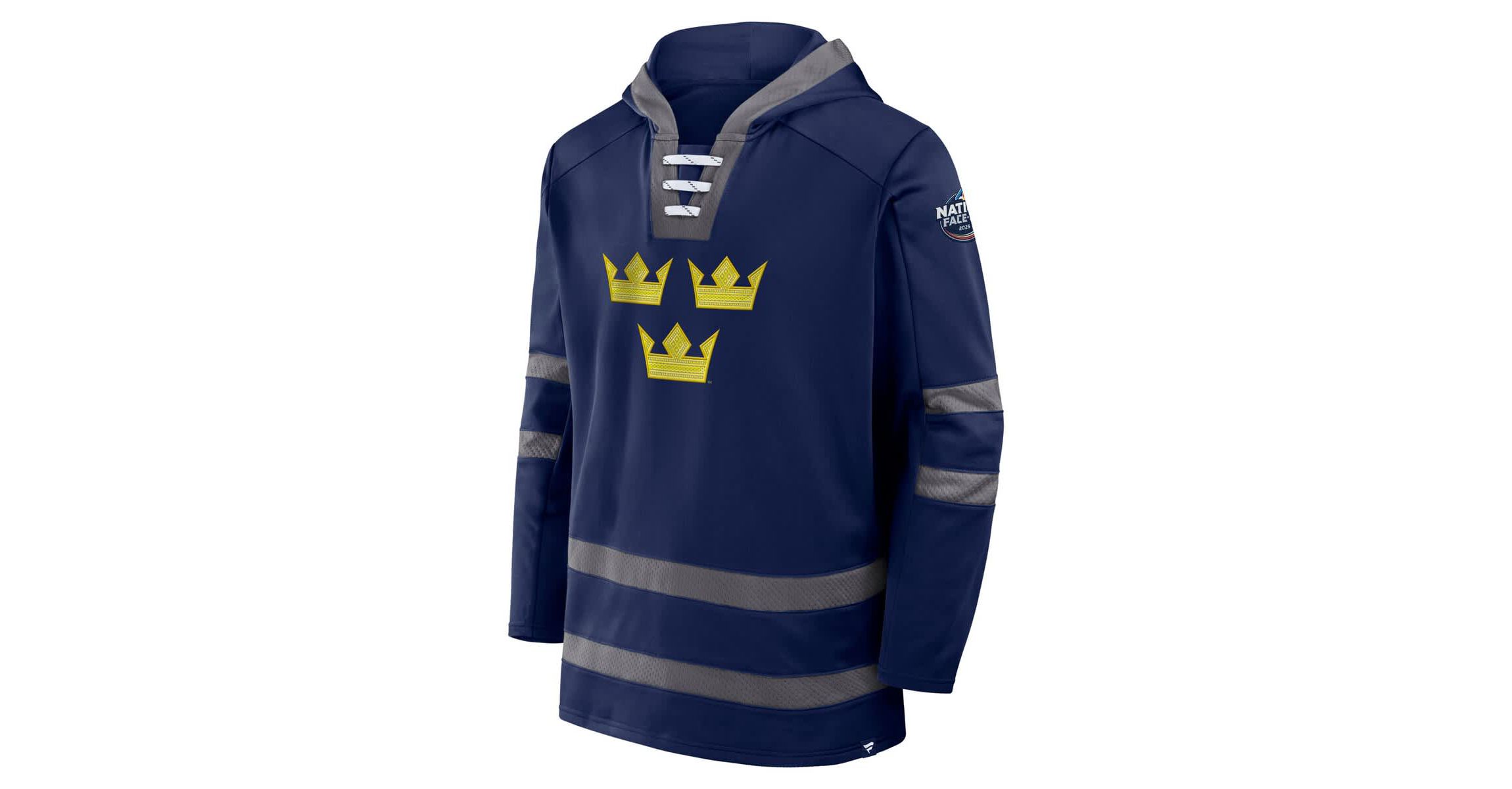 NHL 4 Nations Face-Off Fanatics Athletic Sweden 2025 4 Nations Face-Off Inside Line Pullover Hoodie