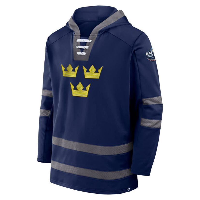NHL 4 Nations Face-Off Fanatics Athletic Sweden 2025 4 Nations Face-Off Inside Line Pullover Hoodie