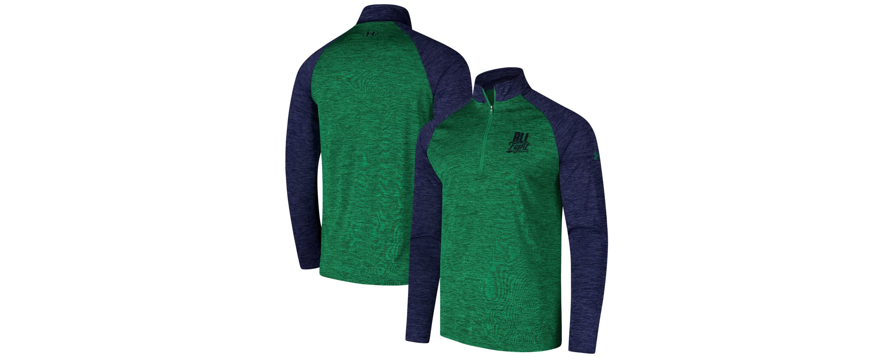 NCAA Under Armour Kelly Notre Dame Fighting Irish Tech Wear Quarter-Zip Top