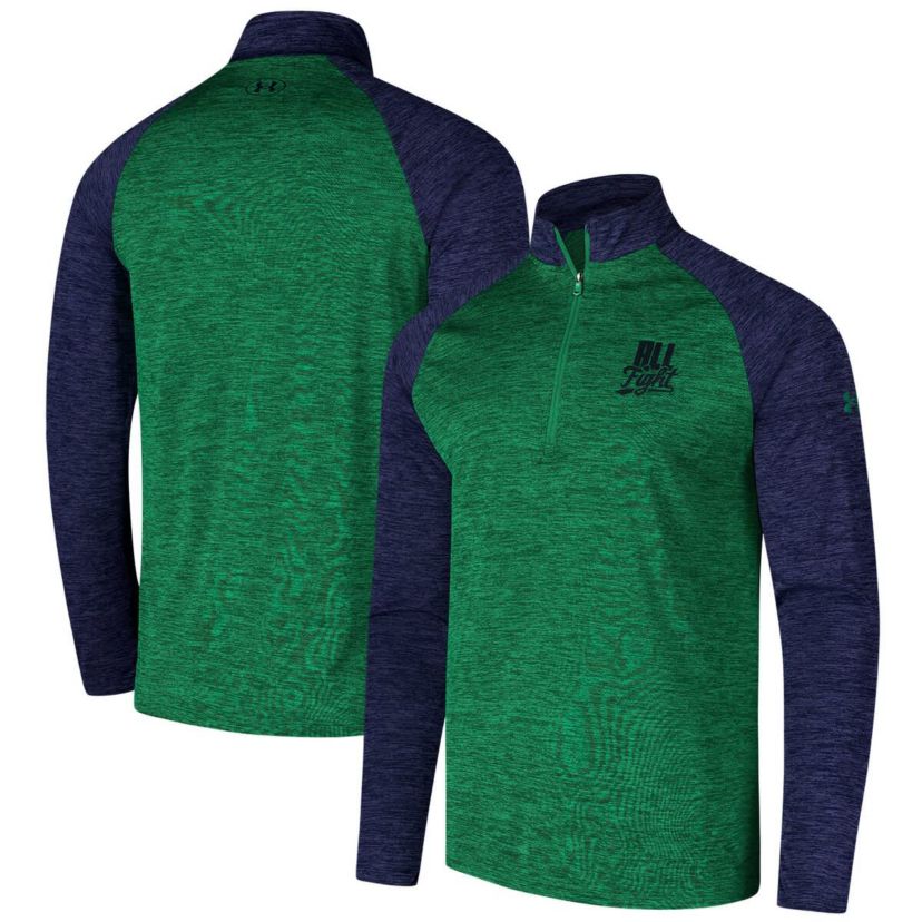 NCAA Under Armour Kelly Notre Dame Fighting Irish Tech Wear Quarter-Zip Top