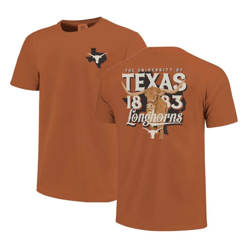 NCAA Unisex Burnt Texas Longhorns Bevo State Hyper Local T-Shirt