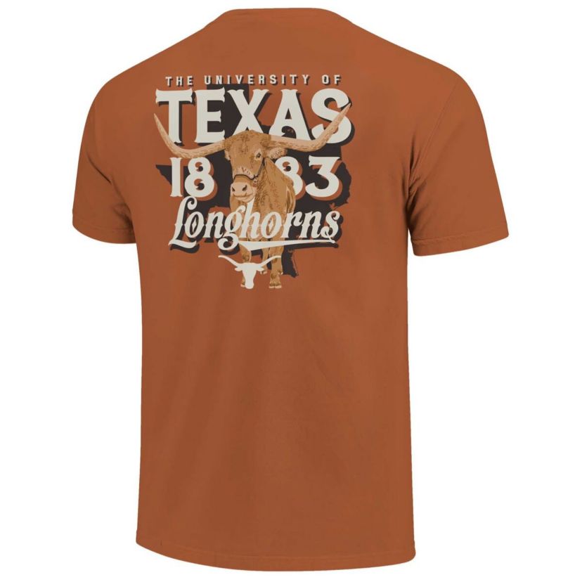NCAA Unisex Burnt Texas Longhorns Bevo State Hyper Local T-Shirt