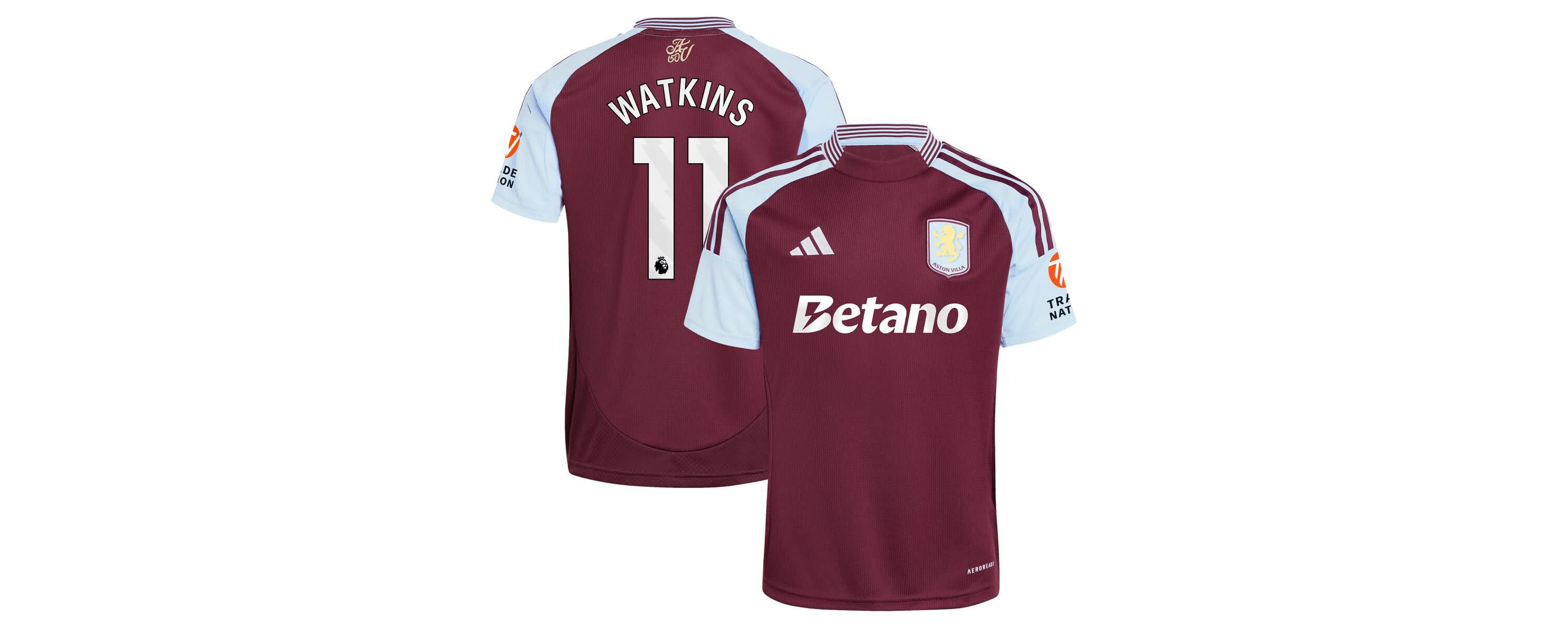 Premier League Ollie Watkins Claret Aston Villa 2024/25 Home Replica Player Jersey