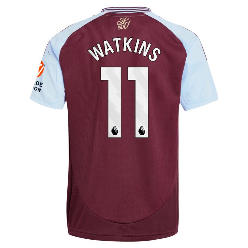Premier League Ollie Watkins Claret Aston Villa 2024/25 Home Replica Player Jersey