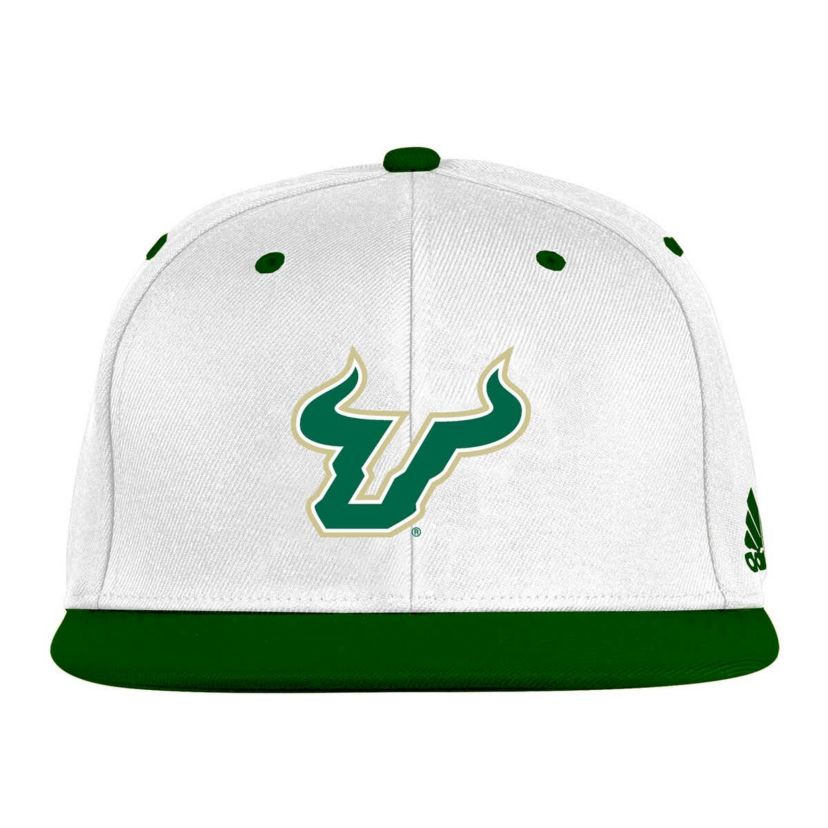NCAA White/Green South Florida Bulls On-Field Fitted Hat