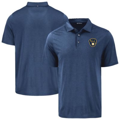 Cutter & Buck Men's MLB Milwaukee Brewers Coastline Epic Comfort Eco Recycled Polo, Navy Blue, 3XL