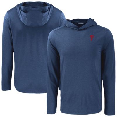 Cutter & Buck Men's MLB Philadelphia Phillies Coastline Epic Comfort Recycled Eco Hoodie Long Sleeve T-Shirt, Navy Blue, 3XL