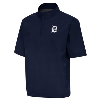 Antigua Men's MLB Detroit Tigers Brisk Quarter-Zip Wind Shirt, Navy Blue, 2XL