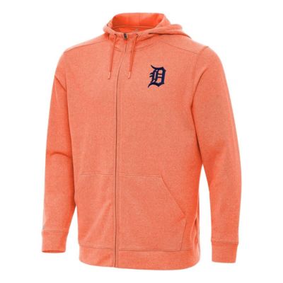 Antigua Men's MLB Heather Detroit Tigers Effortless Full-Zip Hooded Jacket, Orange, 3XL