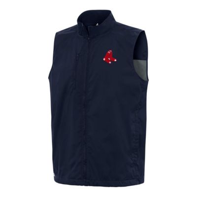 Antigua Men's Boston Red Sox MLB Boston Sox Brisk Full-Zip Vest, Navy Blue, 2XL