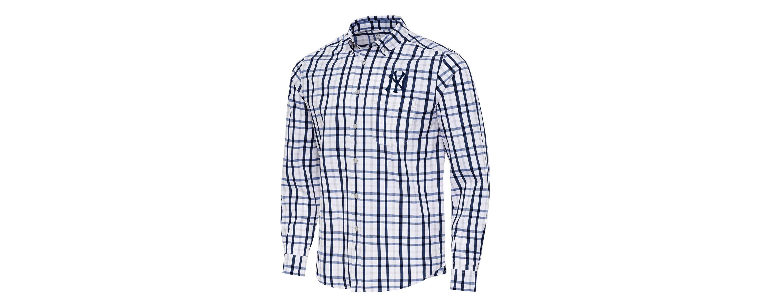 MLB New York Yankees Tending Woven Tri-Blend Long Sleeve Button-Down Shirt
