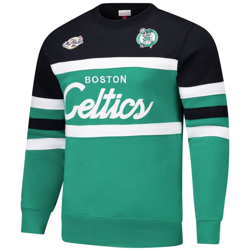 NBA Kelly Boston Celtics Hardwood Classics Vintage Logo Head Coach Pullover Sweatshirt