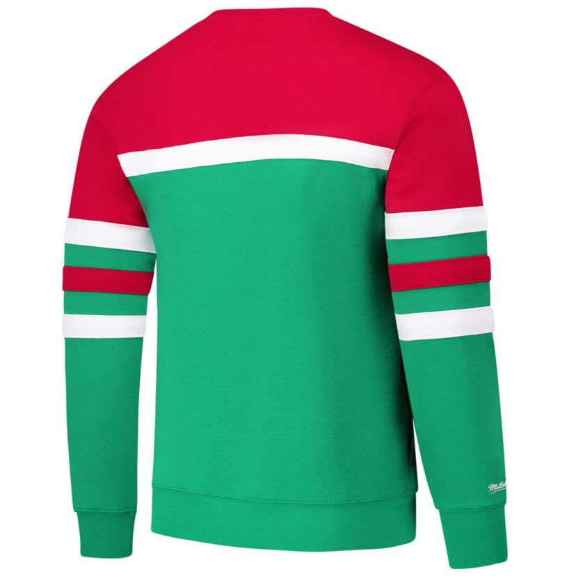 NBA Green/Red Milwaukee Bucks Hardwood Classics Vintage Logo Head Coach Pullover Sweatshirt