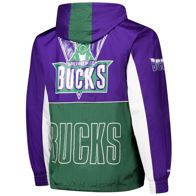 NBA Green/Purple Milwaukee Bucks Hardwood Classics Big Shot Premium Full-Zip Windbreaker Jacket