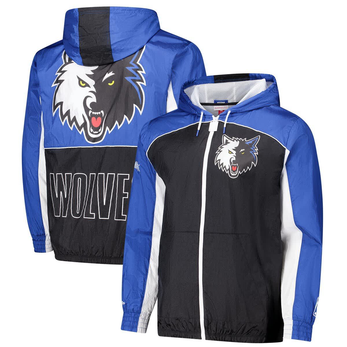 NBA Black/Blue Minnesota Timberwolves Hardwood Classics Big Shot Premium Full-Zip Windbreaker Jacket