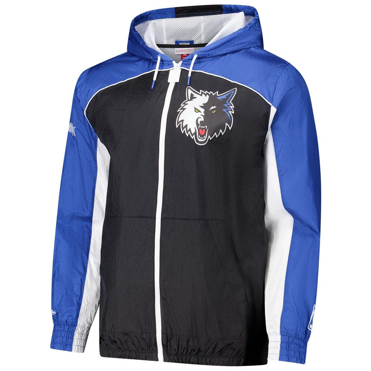 NBA Black/Blue Minnesota Timberwolves Hardwood Classics Big Shot Premium Full-Zip Windbreaker Jacket