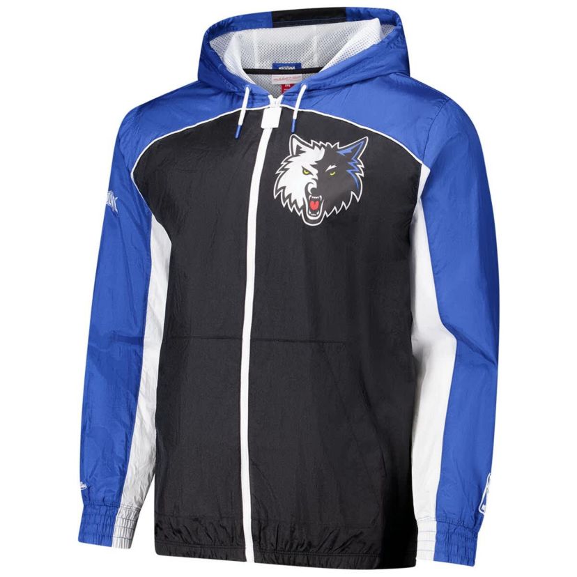 NBA Black/Blue Minnesota Timberwolves Hardwood Classics Big Shot Premium Full-Zip Windbreaker Jacket