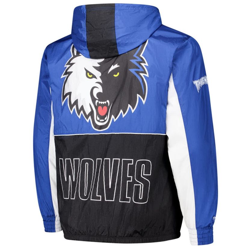 NBA Black/Blue Minnesota Timberwolves Hardwood Classics Big Shot Premium Full-Zip Windbreaker Jacket