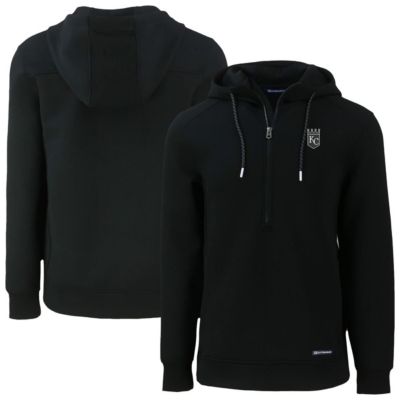Cutter & Buck Men's MLB Kansas City Royals Roam Eco Recycled Half-Zip Pullover Hoodie, Black, 3XL