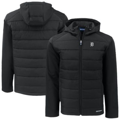 Cutter & Buck Men's MLB Detroit Tigers Evoke Hybrid Eco Softshell Recycled Full-Zip Jacket, Black, 3XL