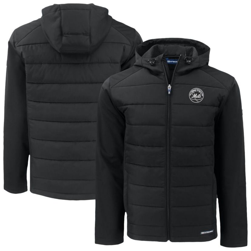 MLB New York Mets Evoke Hybrid Eco Softshell Recycled Full-Zip Hooded Jacket