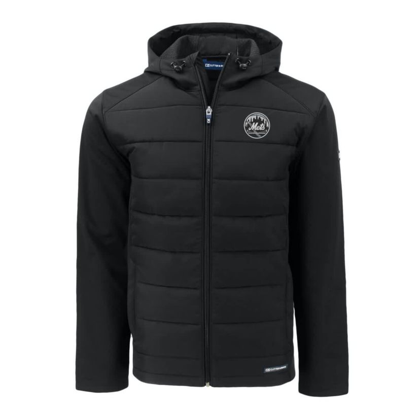MLB New York Mets Evoke Hybrid Eco Softshell Recycled Full-Zip Hooded Jacket
