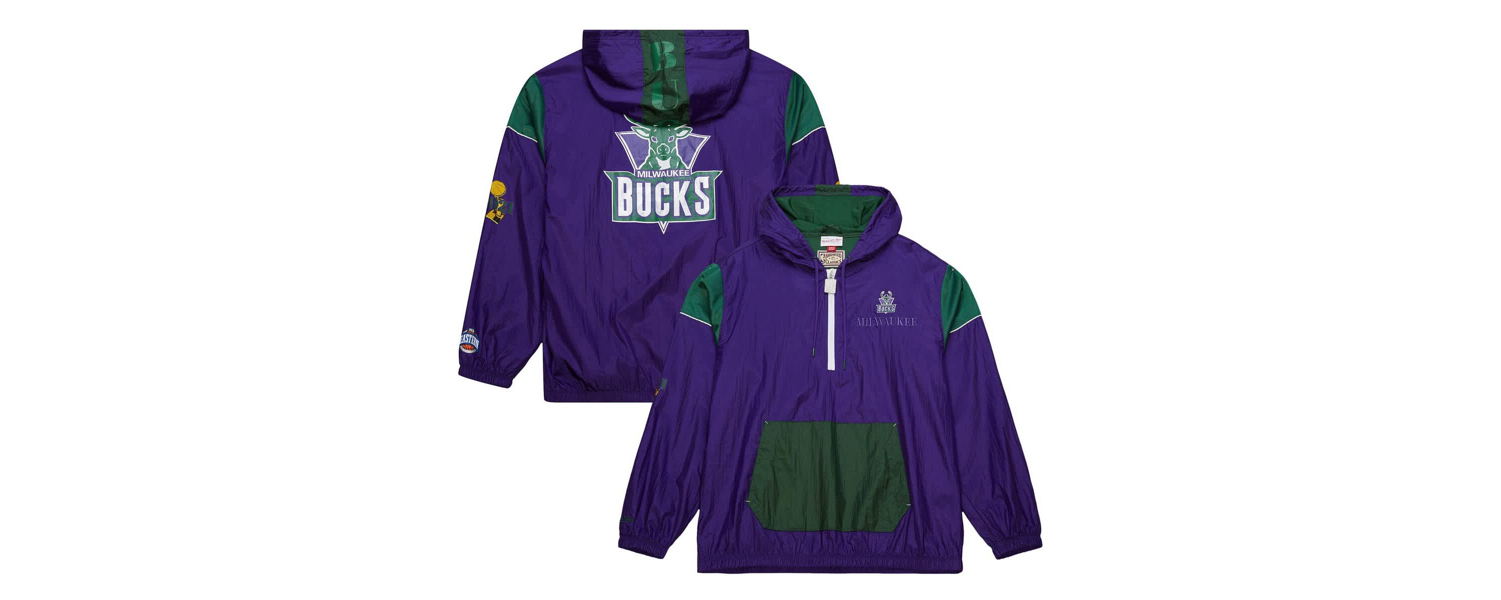 NBA Unisex Milwaukee Bucks Hardwood Classics Team OG 3.0 Anorak Half-Zip Windbreaker Jacket