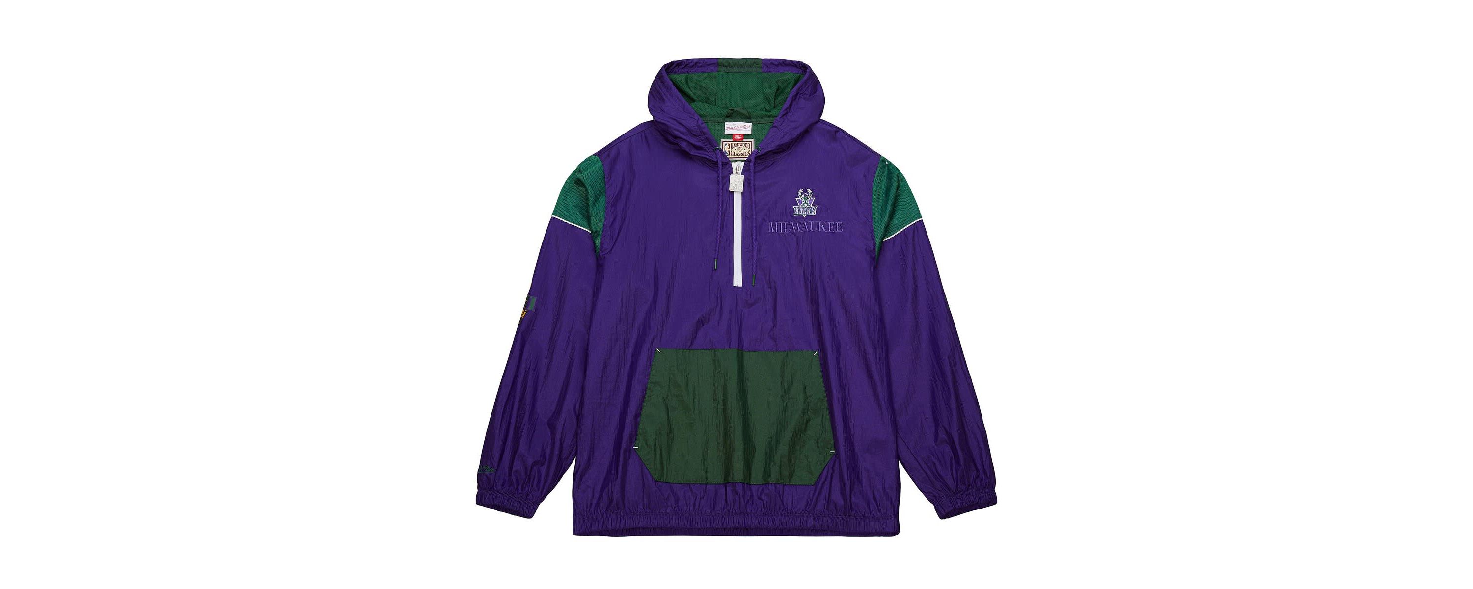 NBA Unisex Milwaukee Bucks Hardwood Classics Team OG 3.0 Anorak Half-Zip Windbreaker Jacket