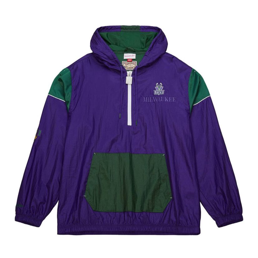 NBA Unisex Milwaukee Bucks Hardwood Classics Team OG 3.0 Anorak Half-Zip Windbreaker Jacket