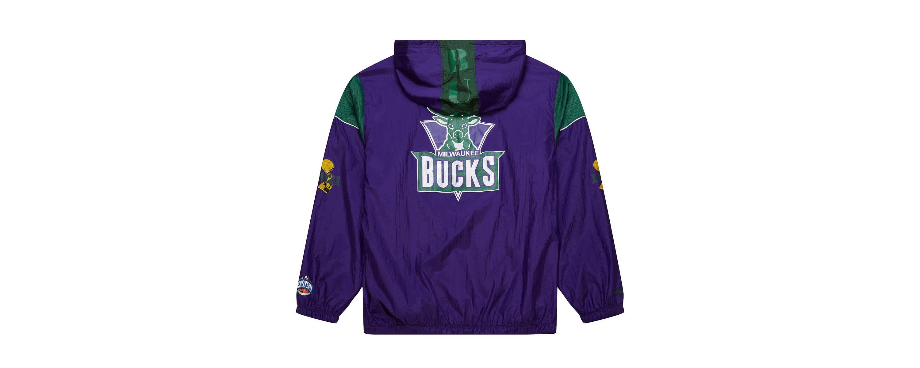 NBA Unisex Milwaukee Bucks Hardwood Classics Team OG 3.0 Anorak Half-Zip Windbreaker Jacket