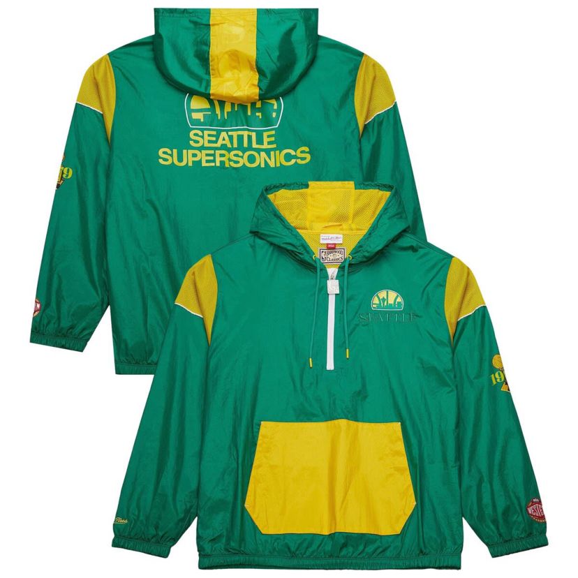 Hardwood Classic Teams Unisex Kelly Seattle SuperSonics Hardwood Classics Team OG 3.0 Anorak Half-Zip Windbreaker Jacket