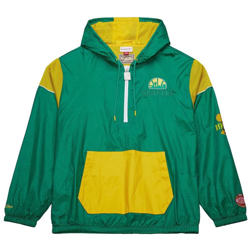 Hardwood Classic Teams Unisex Kelly Seattle SuperSonics Hardwood Classics Team OG 3.0 Anorak Half-Zip Windbreaker Jacket