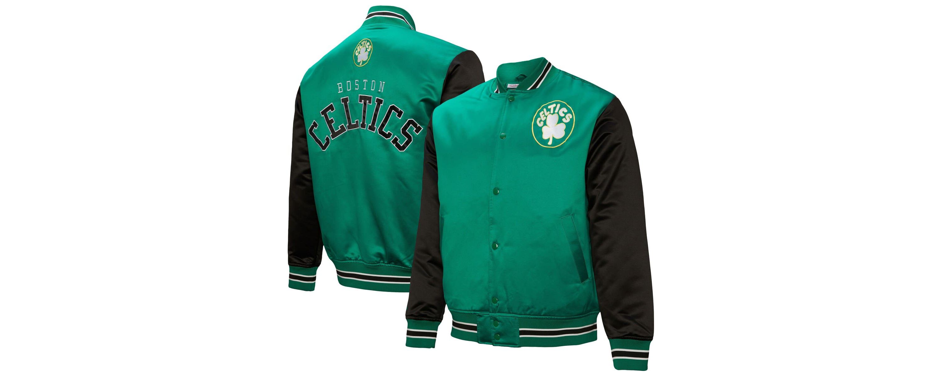 NBA Kelly Boston Celtics Hardwood Classic Primetime Full-Snap Satin Jacket