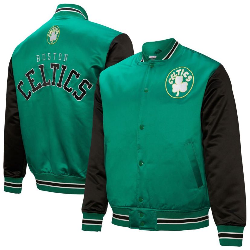 NBA Kelly Boston Celtics Hardwood Classic Primetime Full-Snap Satin Jacket