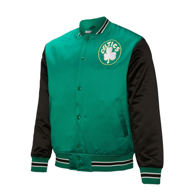 NBA Kelly Boston Celtics Hardwood Classic Primetime Full-Snap Satin Jacket