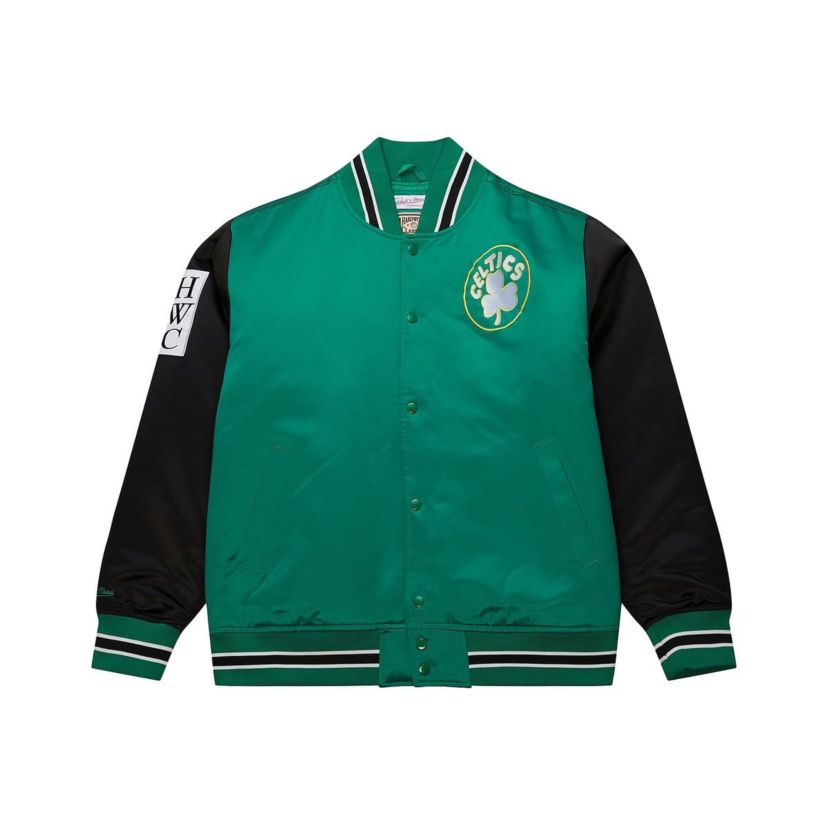 NBA Kelly Boston Celtics Hardwood Classic Primetime Full-Snap Satin Jacket