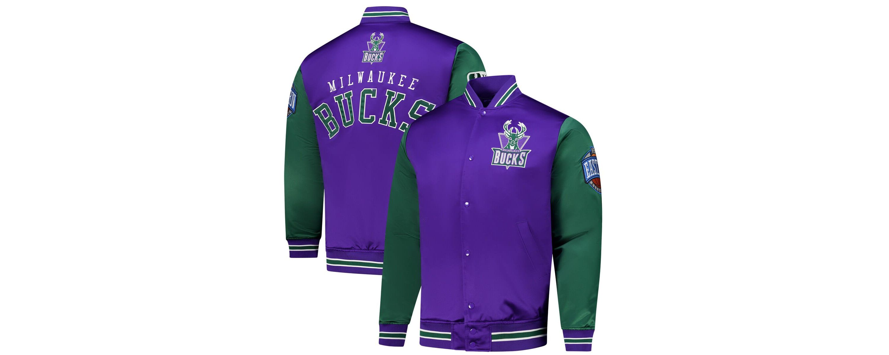 NBA Milwaukee Bucks Hardwood Classic Primetime Full-Snap Satin Jacket