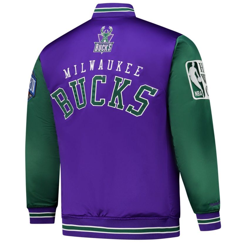 NBA Milwaukee Bucks Hardwood Classic Primetime Full-Snap Satin Jacket