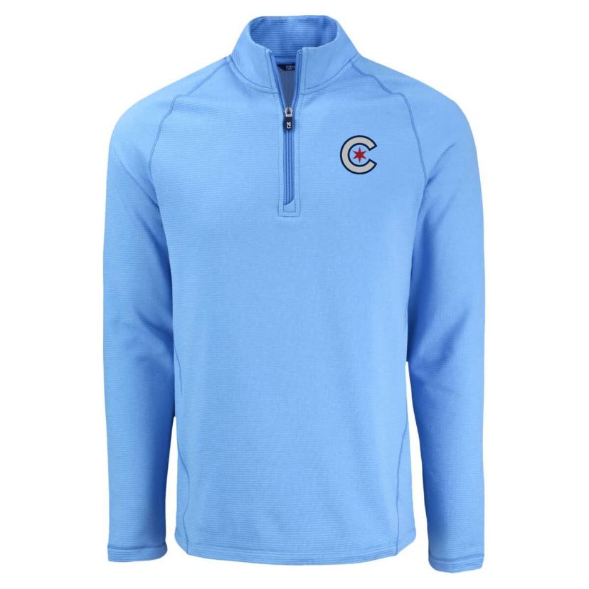 MLB Light Chicago Cubs Peshastin Eco Fleece Recycled Raglan Quarter-Zip Top