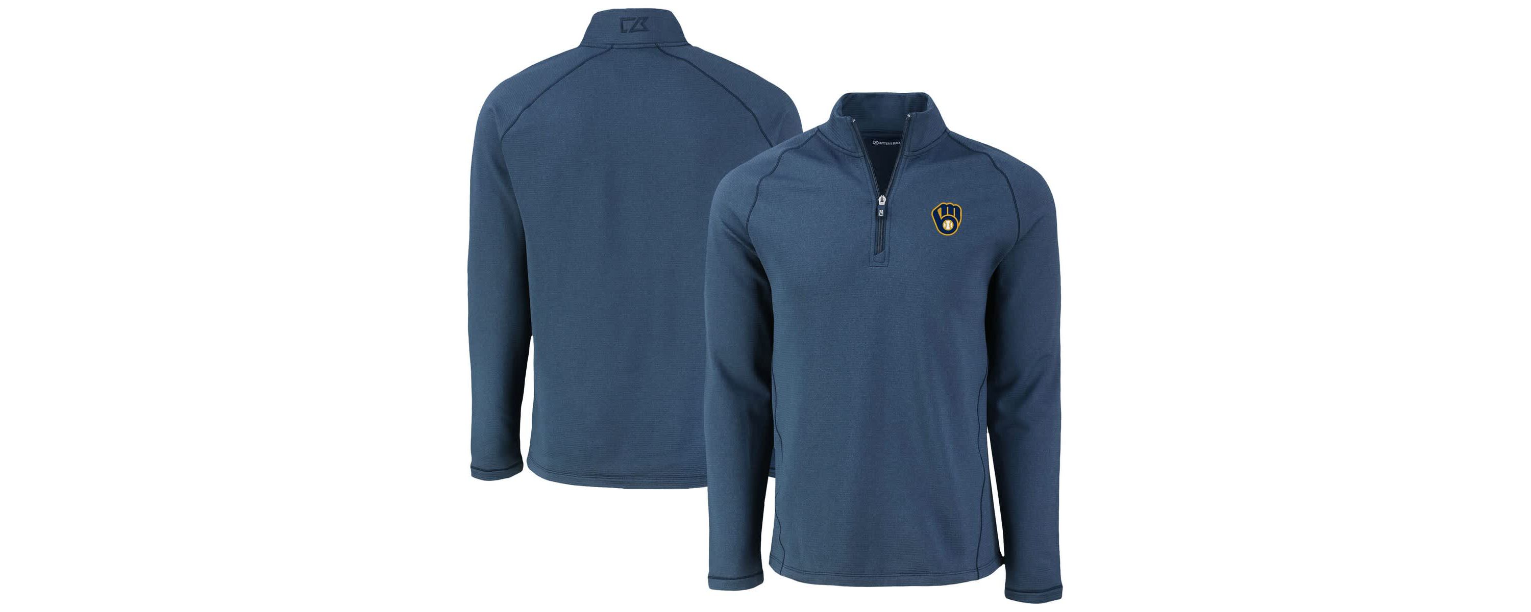 MLB Milwaukee Brewers Peshastin Eco Fleece Recycled Raglan Quarter-Zip Top