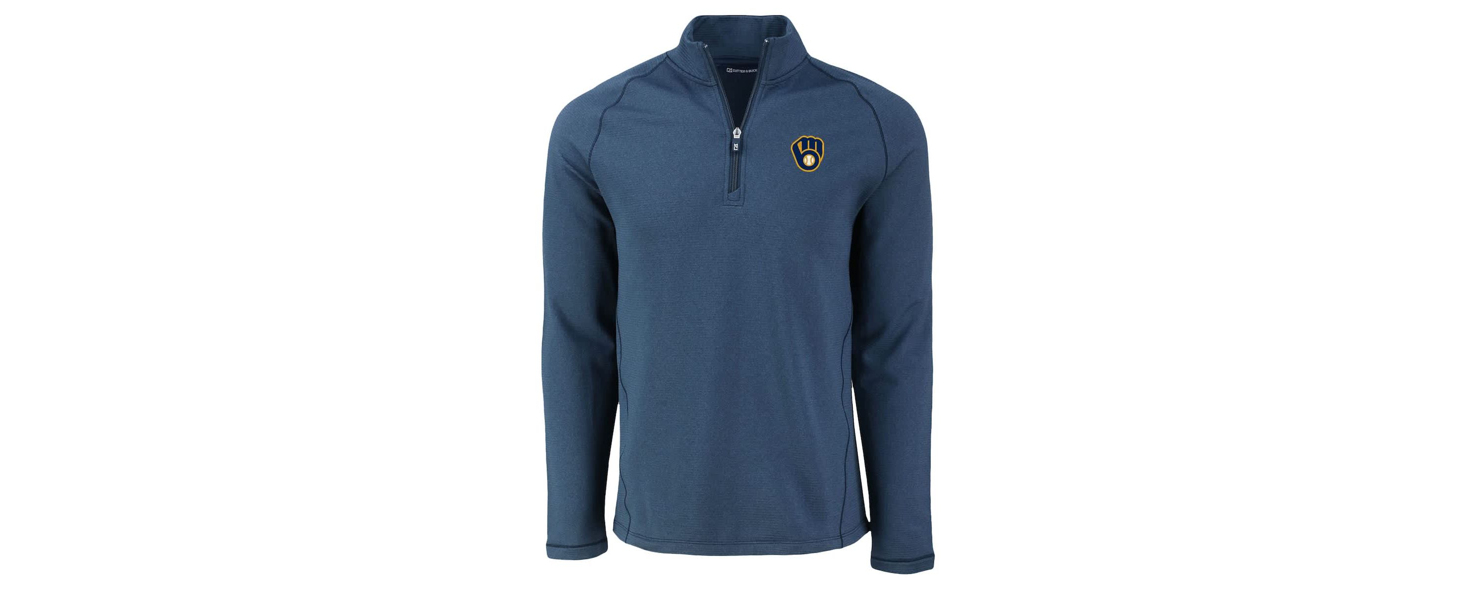 MLB Milwaukee Brewers Peshastin Eco Fleece Recycled Raglan Quarter-Zip Top
