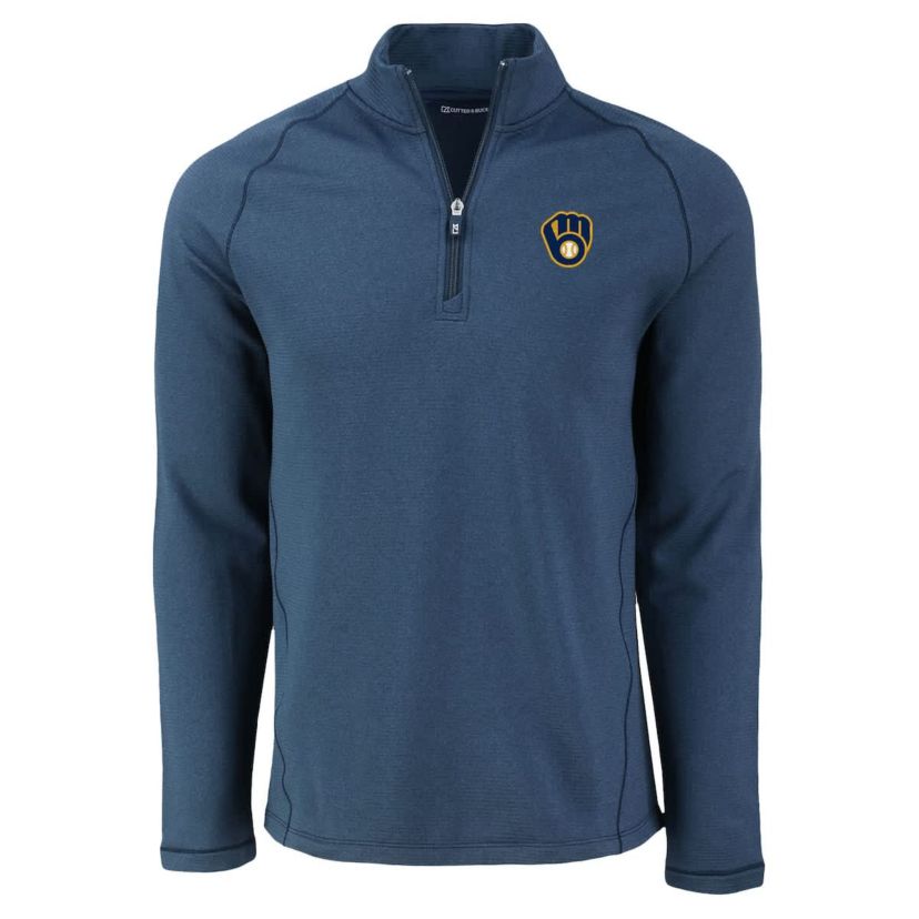 MLB Milwaukee Brewers Peshastin Eco Fleece Recycled Raglan Quarter-Zip Top