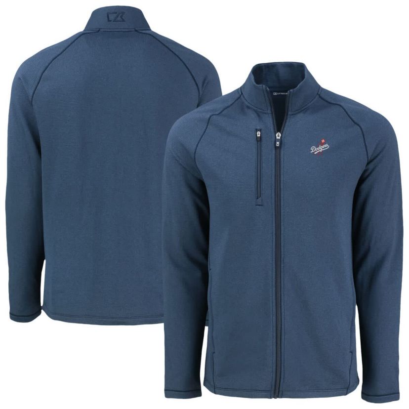 MLB Heather Los Angeles Dodgers Peshastin Eco Fleece Recycled Raglan Full-Zip Jacket